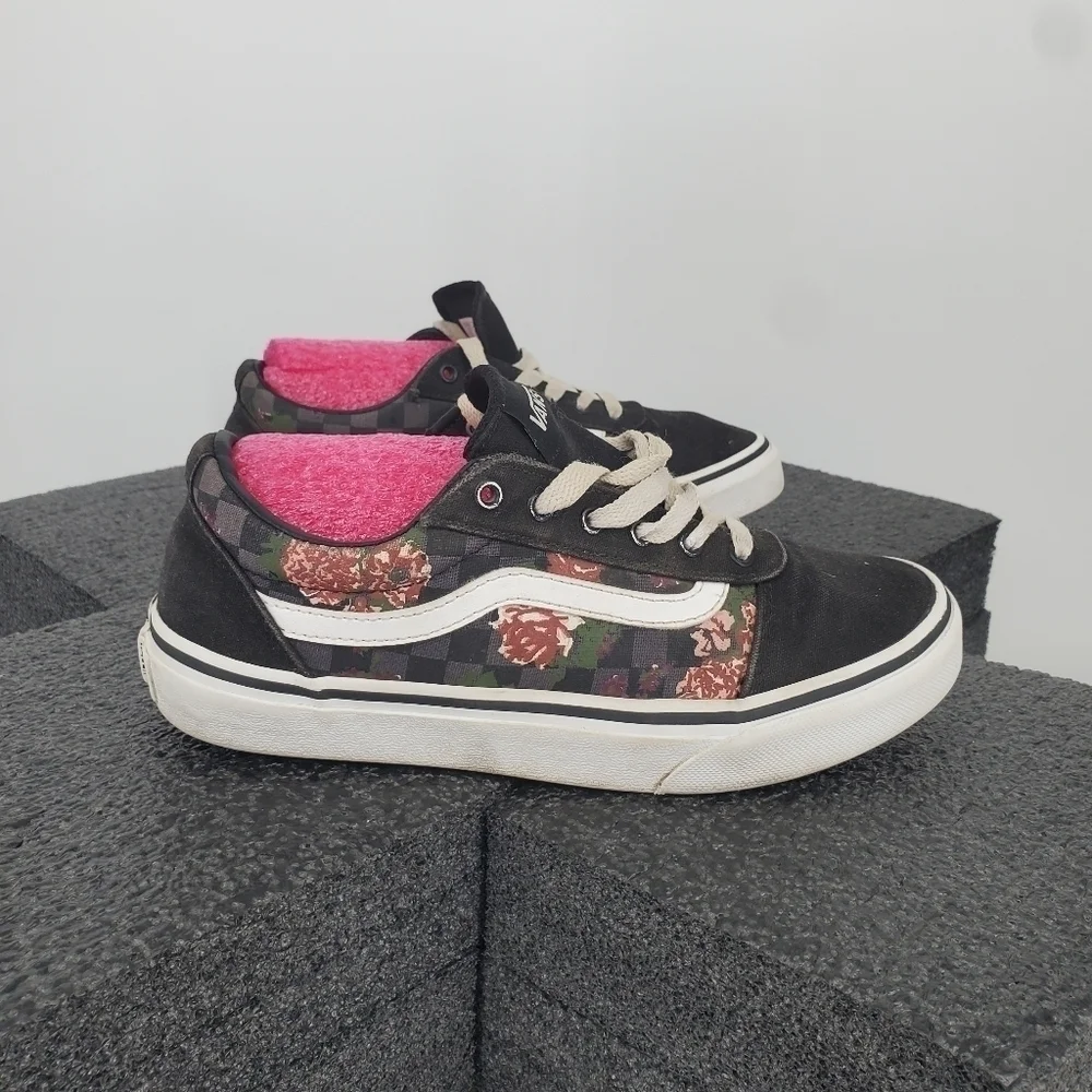 Vans Old Skool 508731 Low Top Black Floral Sneakers Size 4 Missy Youth Shoes